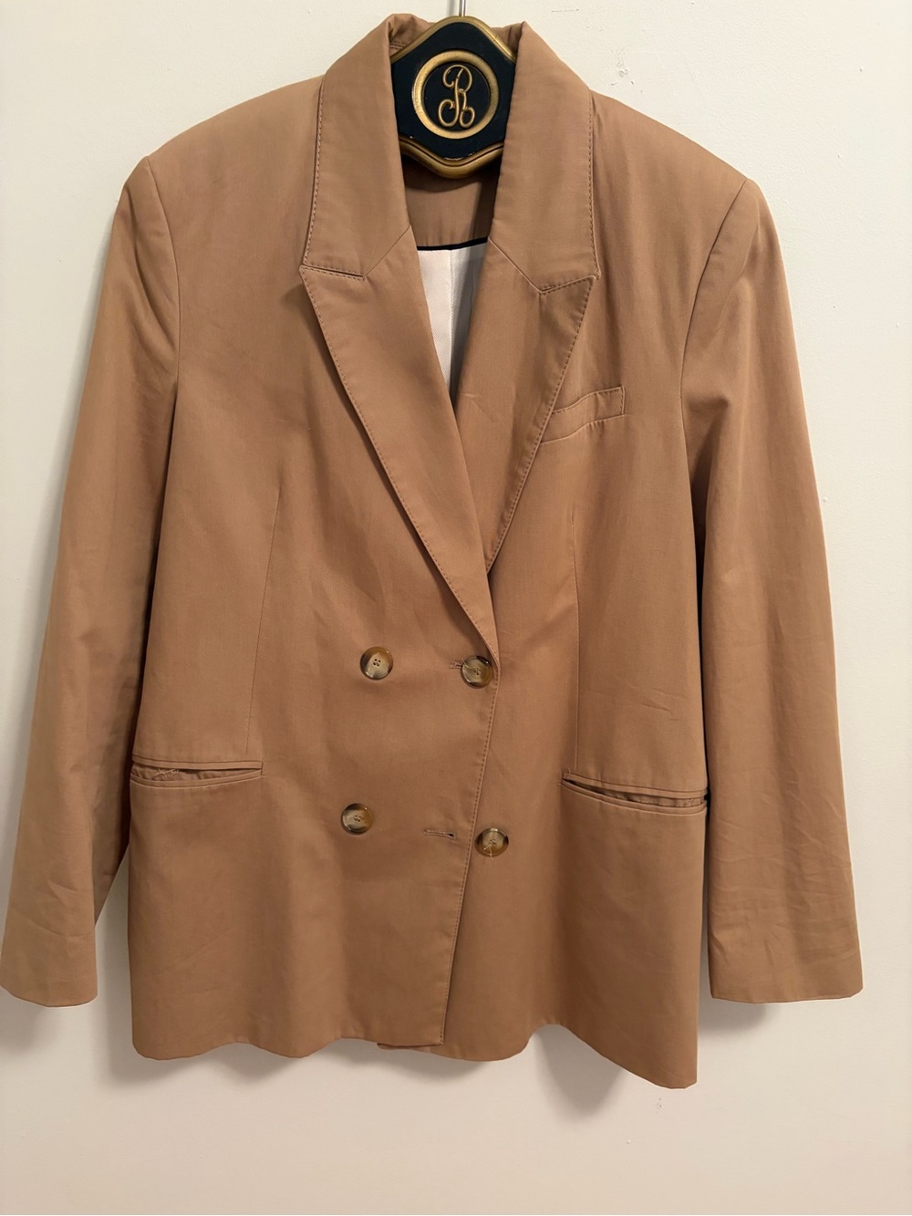 Zara Oversized Tan Double Breasted Blazer S